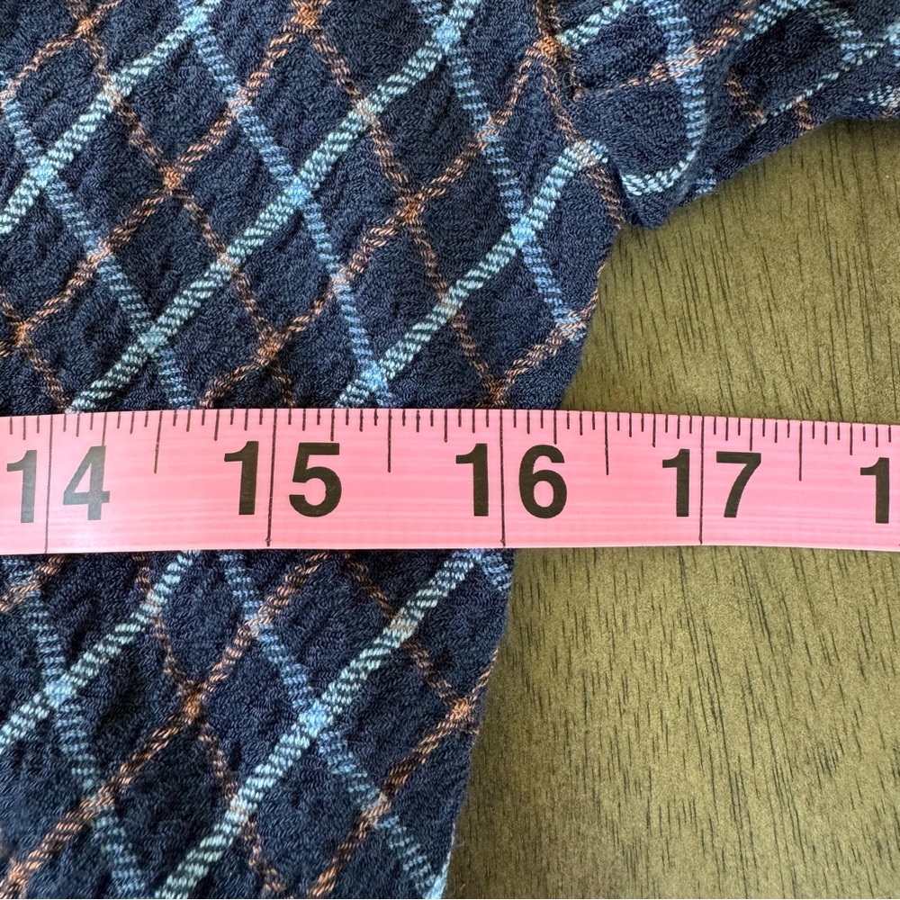 Anthropologie Pilcro Keaton Plaid Ruched Long Sleeve Collared Blouse Blue Sz S - Picture 12 of 15